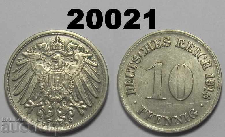 Γερμανία 10 pfennigs 1916 D Άριστα