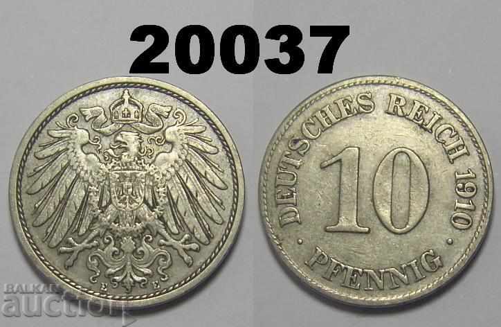 Γερμανία 10 pfennigs 1910 E Rare