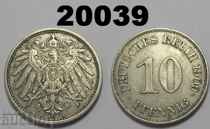 Γερμανία 10 pfennigs 1909 E Rare