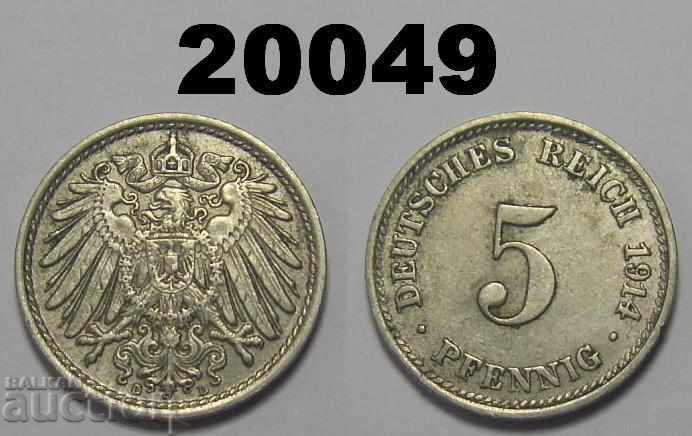Germany 5 pfennig 1914 D