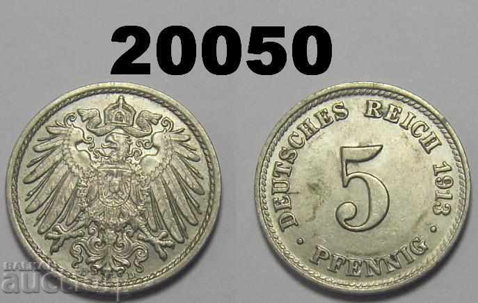 Γερμανία 5 pfennigs 1913 D AUNC