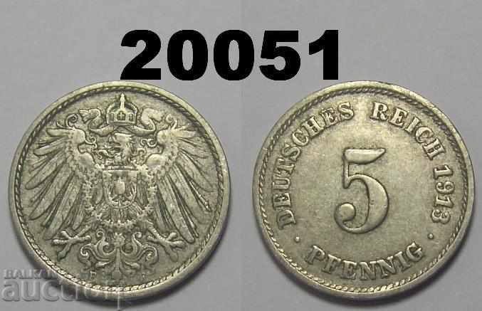 Germany 5 pfennig 1913 F