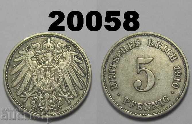 Germany 5 pfennig 1910 G