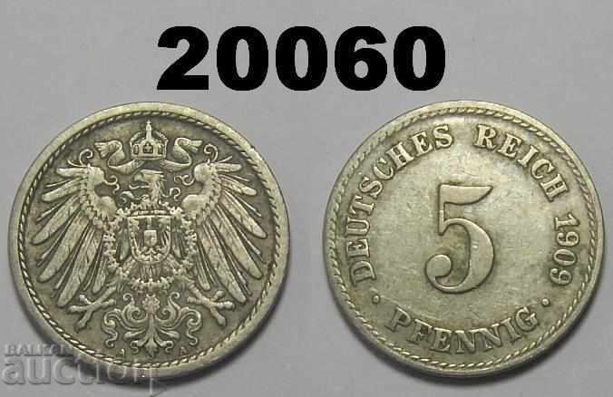 Германия 5 пфенига 1909 А