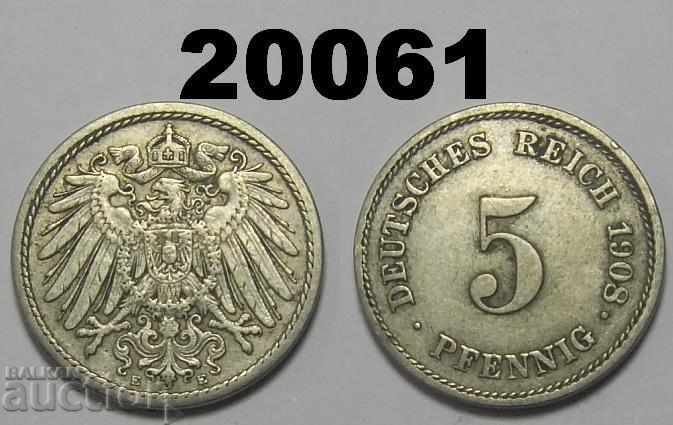 Германия 5 пфенига 1908 Е