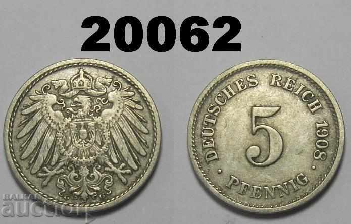 Германия 5 пфенига 1908 G