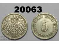 Германия 5 пфенига 1908 D