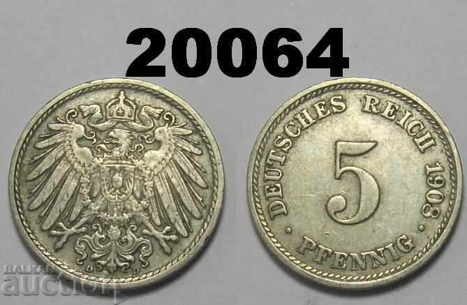 Γερμανία 5 pfennigs 1908 D