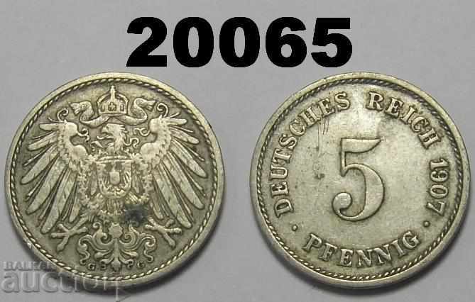 Германия 5 пфенига 1907 G