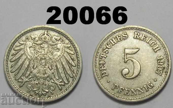 Германия 5 пфенига 1907 А