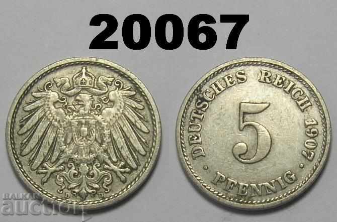 Γερμανία 5 pfennigs 1907 D