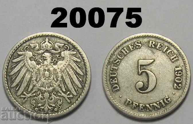 Германия 5 пфенига 1902 G