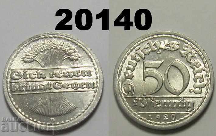 Germania 50 pfennigs 1920 D UNC