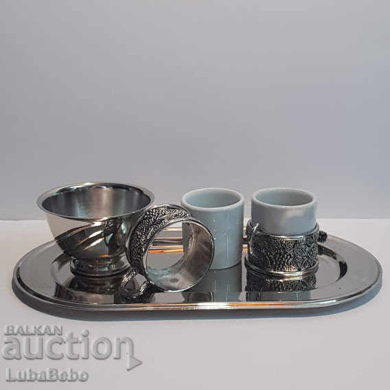Coffee set with tray and sugar bowl. - 7 Coffee set with tray and sugar bowl. - 7