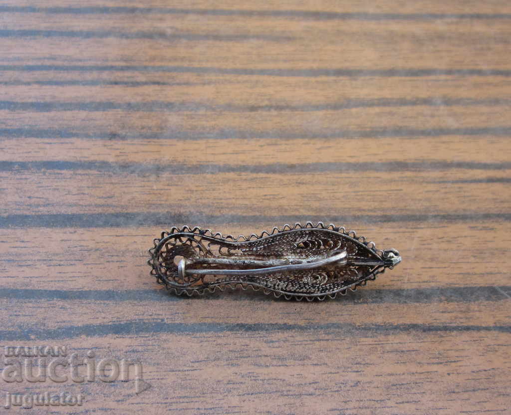 Παλιά βουλγαρική λαογραφία Ασημένια παντόφλα καρφίτσας Revival - 5