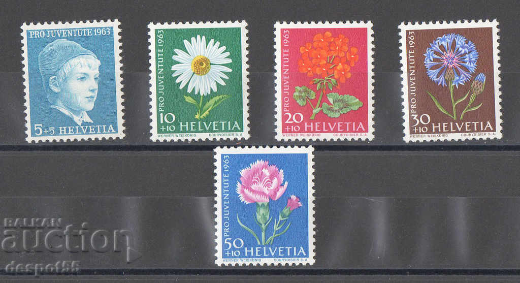 1963. Elveţia. Pentru tineret - Flori.