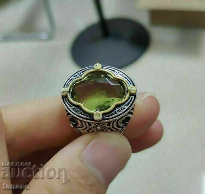 Men's ring with peridot / olivine / - 5