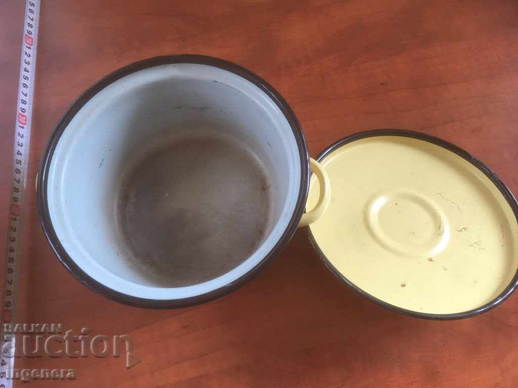 ENAMELED POT WITH LID-USSR COURT OLD PRODUCTION - 5