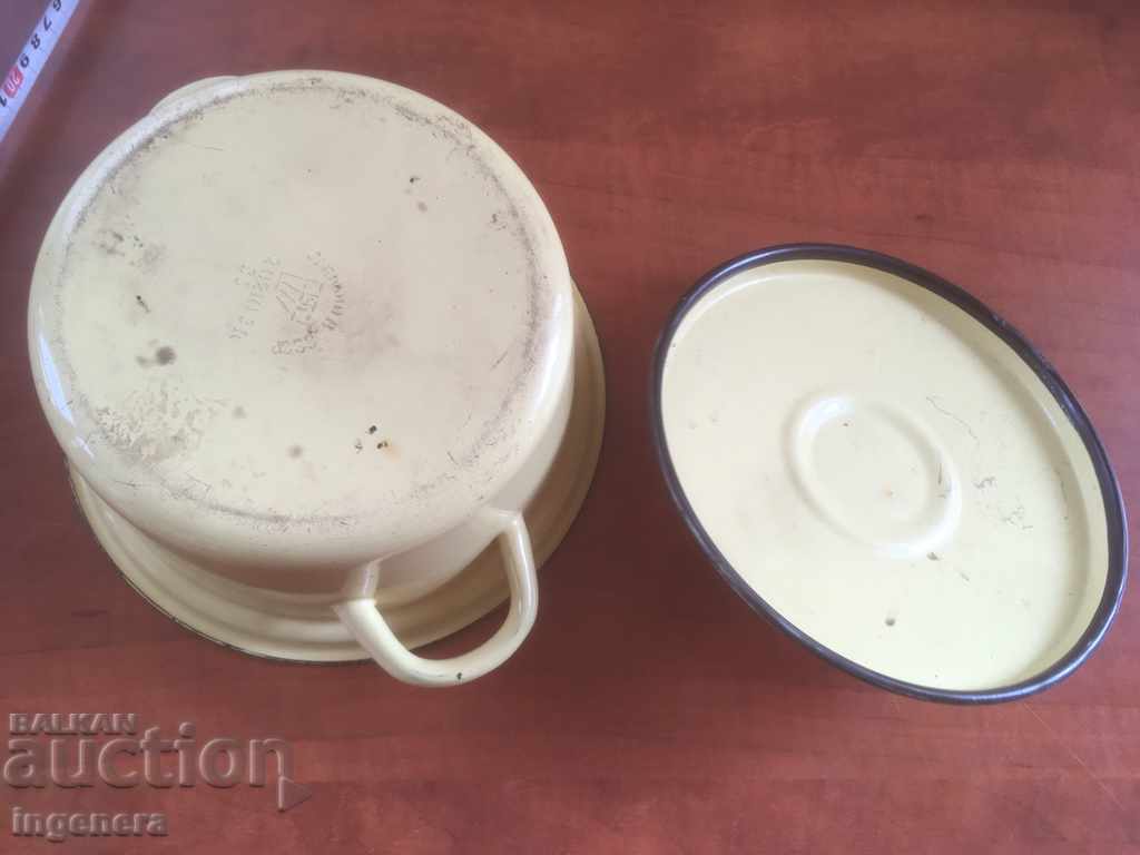 ENAMELED POT WITH LID-USSR COURT OLD PRODUCTION - 6