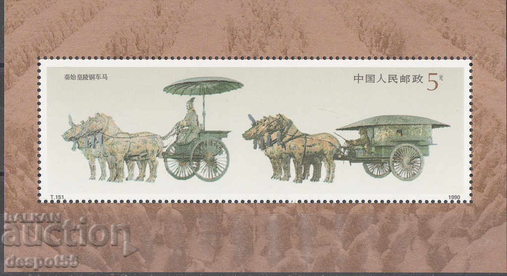 1990 Китай. Бронзови колесници в гробницата на император Цин