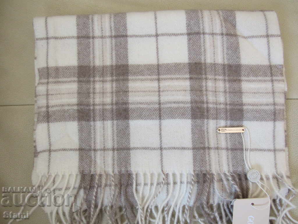 Fine scarf 100% organic cashmere, plaid, Mongolia