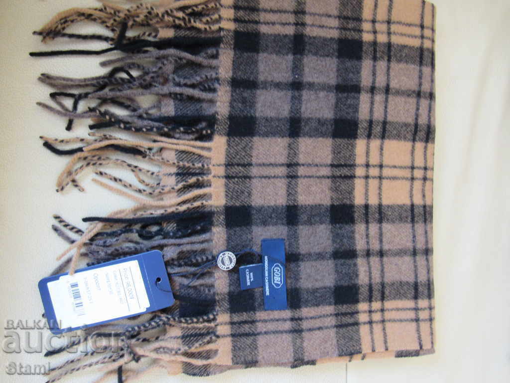 Fine scarf 100% cashmere, check, Mongolia with price 146.00 BGN | € 74.65