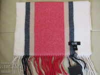Fine scarf 100% cashmere, striped white and red, Mongolia