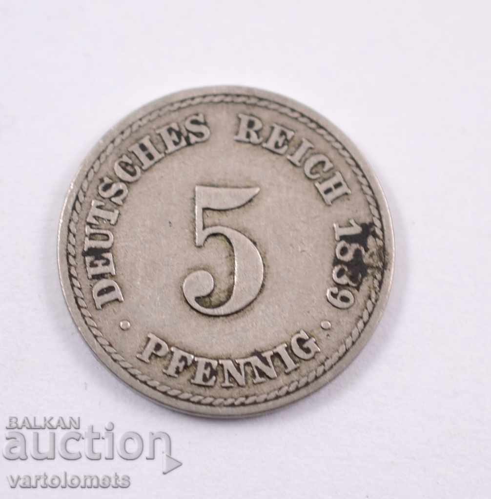5 pfennigs 1889 - Germania