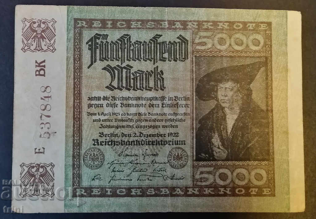 5000 μάρκα Γερμανία 1922 α20