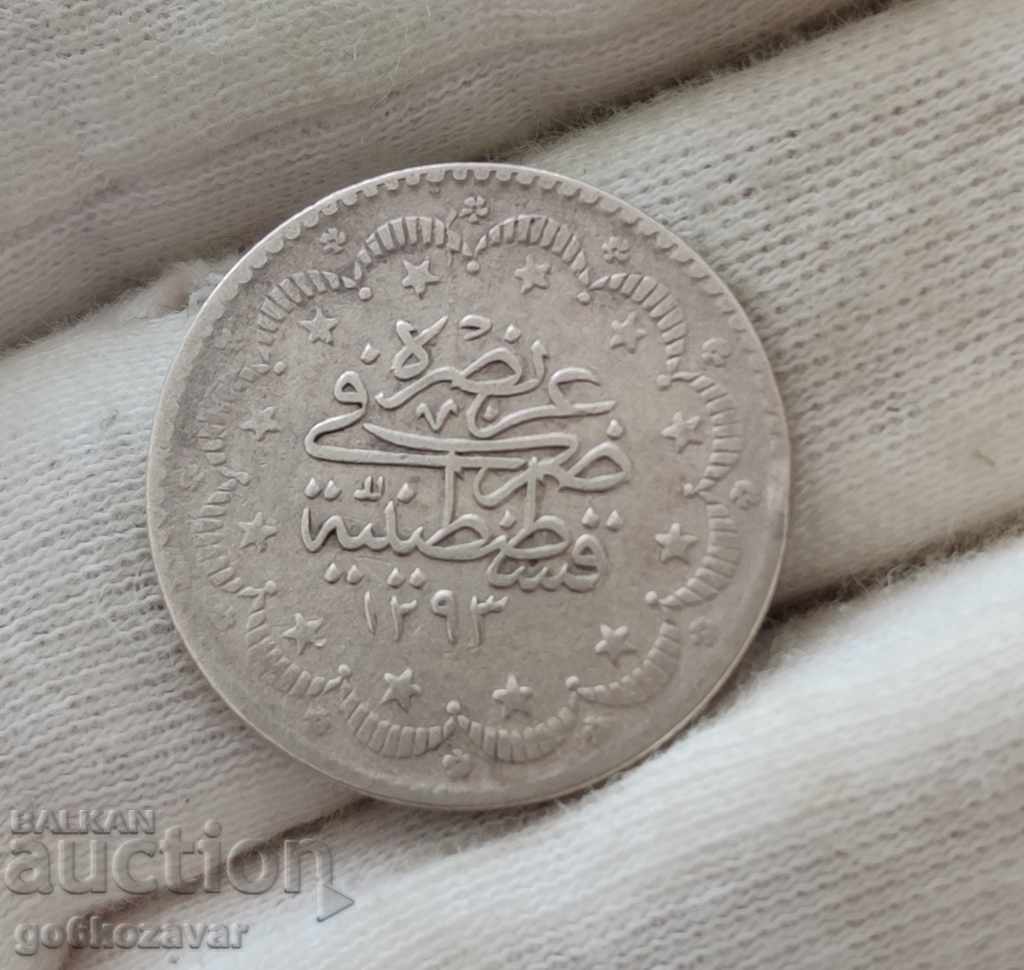 Imperiul Otoman 5 kurusha 1293-1876 Argint numărul 11!
