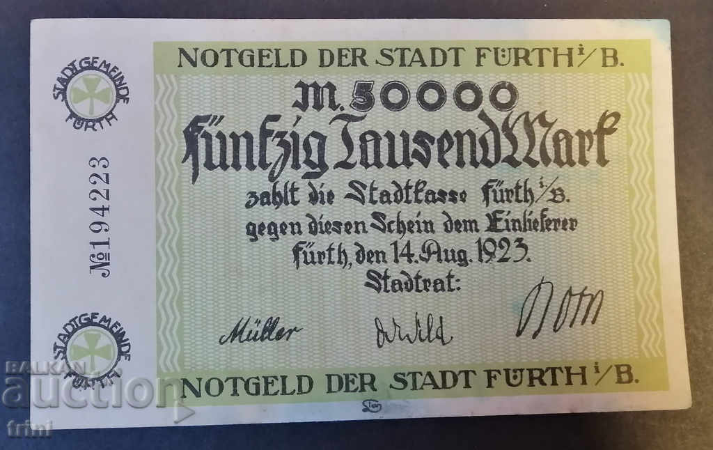 5000 stamps 1923 Bavaria - Fürth notgeld a24