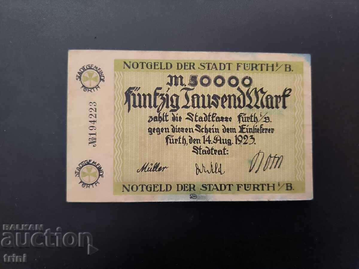 50000 марки 1923 Бавария - Фюрт notgeld а24