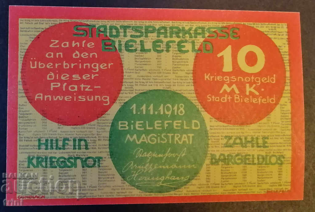 10 stamps 1918 Bielefeld notgeld a24 with price 35.00 BGN | € 17.90 10 stamps 1918 Bielefeld notgeld a24 with price 35.00 BGN | € 17.90