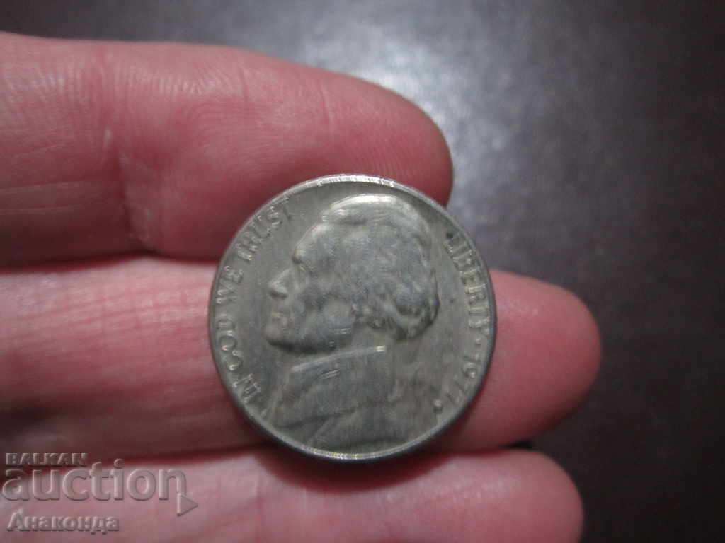 1977 5 US cents letter D