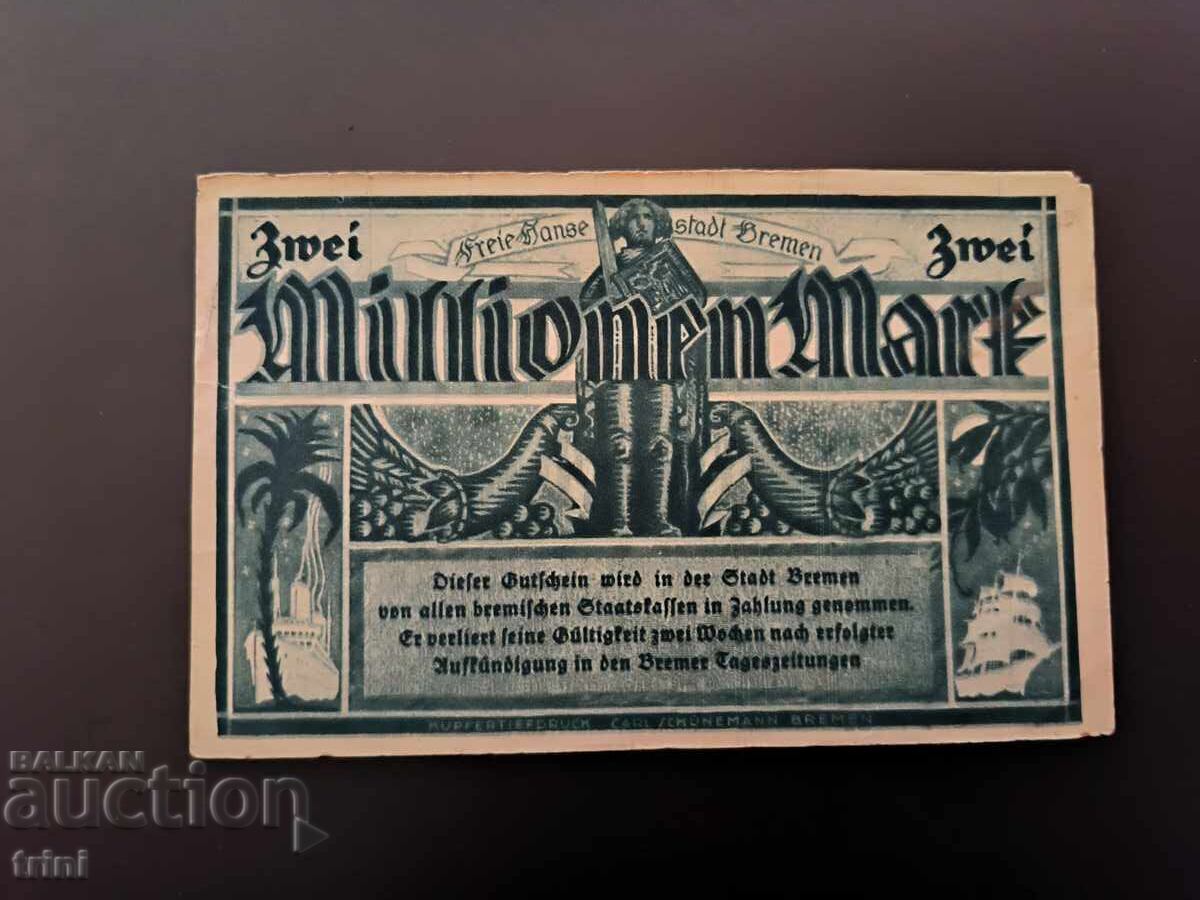 2 милиона марки 1923 Бремен с цена € 15.00 | 29.34 лв.