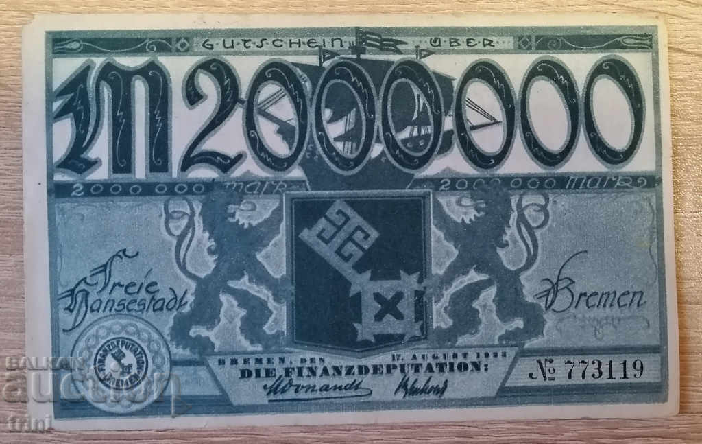 2 million marks 1923 Bremen a25