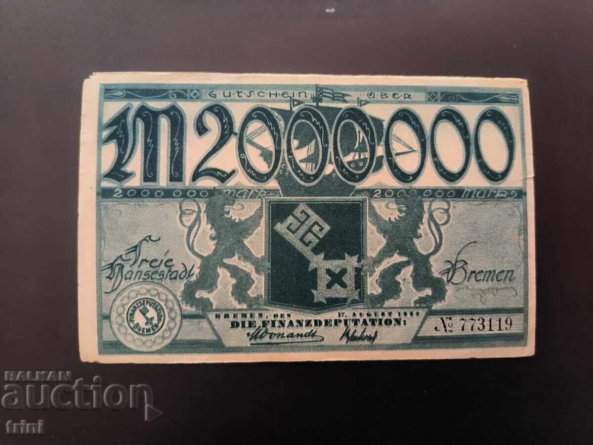 2 милиона марки 1923 Бремен