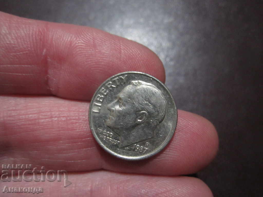 10 цента - САЩ - 1987 год - ONE DIME буква Р