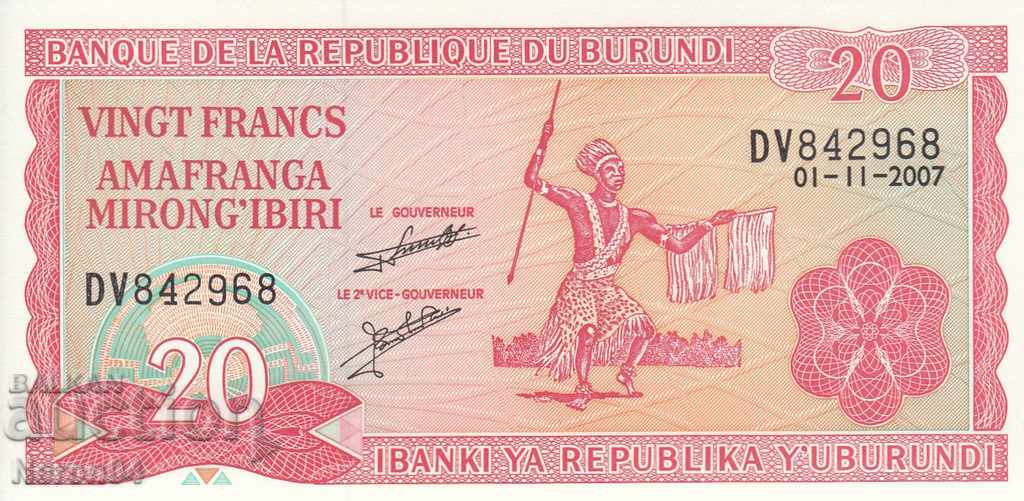 20 francs 2007, Burundi