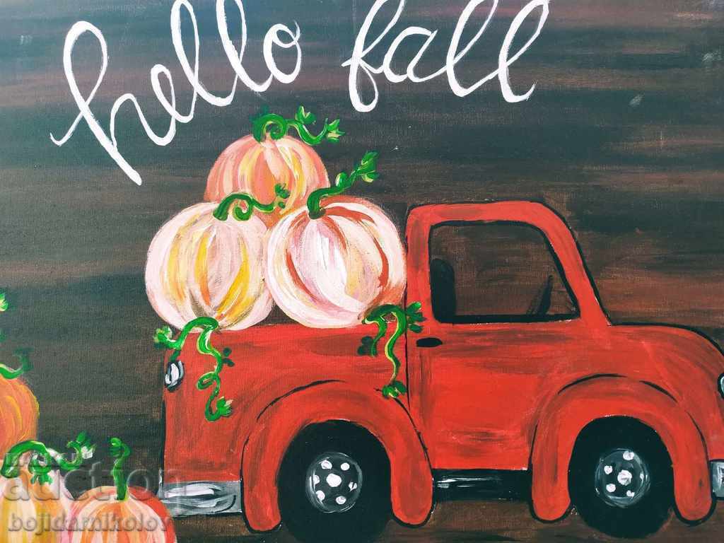 Hello Ball , painted picture on canvas