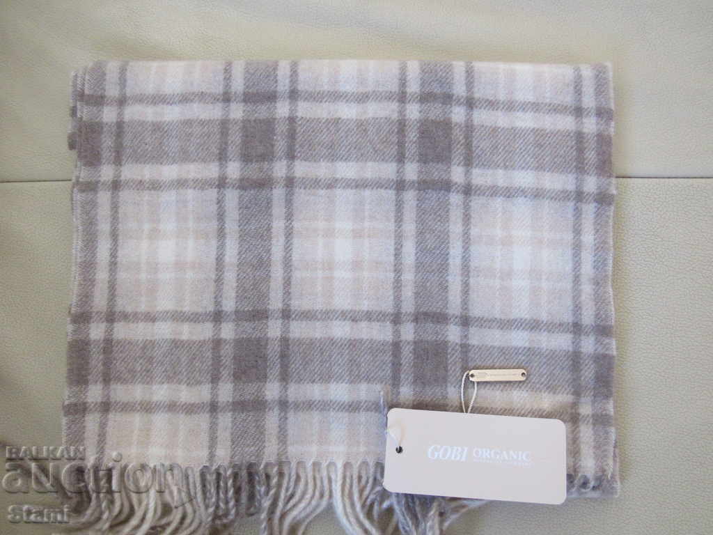 Fine scarf 100% organic cashmere, plaid, Mongolia - 5