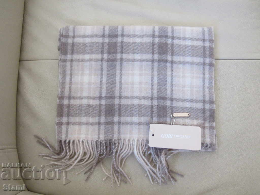 Fine scarf 100% organic cashmere, plaid, Mongolia - 6