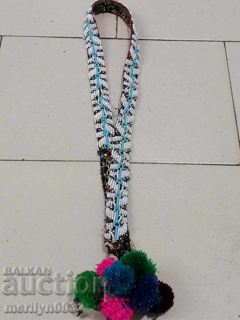 Costume belt with beads bead belt blue