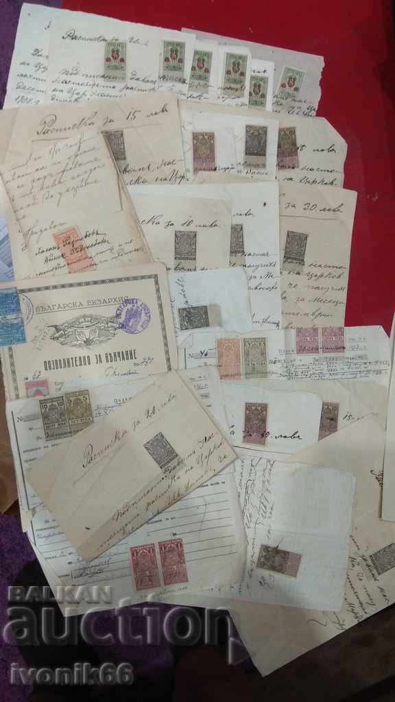30 документа с 39 гербови марки 1900-1920
