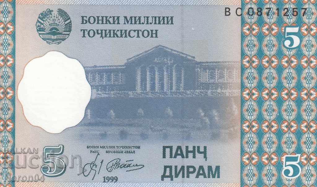 5 diram 1999, Tadjikistan