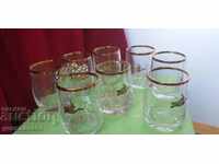 Beautiful, engraved, gilding, 8 glasses for brandy