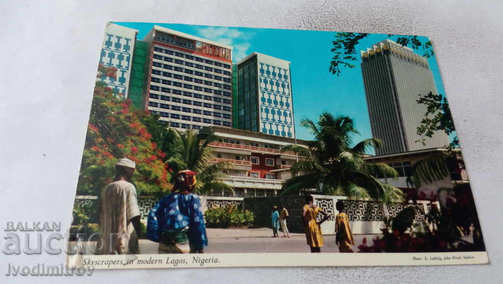 Carte poștală Zgârie-nori din Lagos în Nigeria modernă 1975