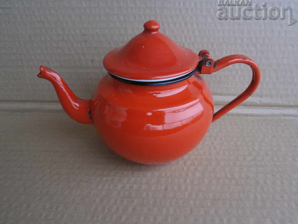 GREAT LITTLE RED enameled teapot 60s with price 25.00 BGN | € 12.78 GREAT LITTLE RED enameled teapot 60s with price 25.00 BGN | € 12.78