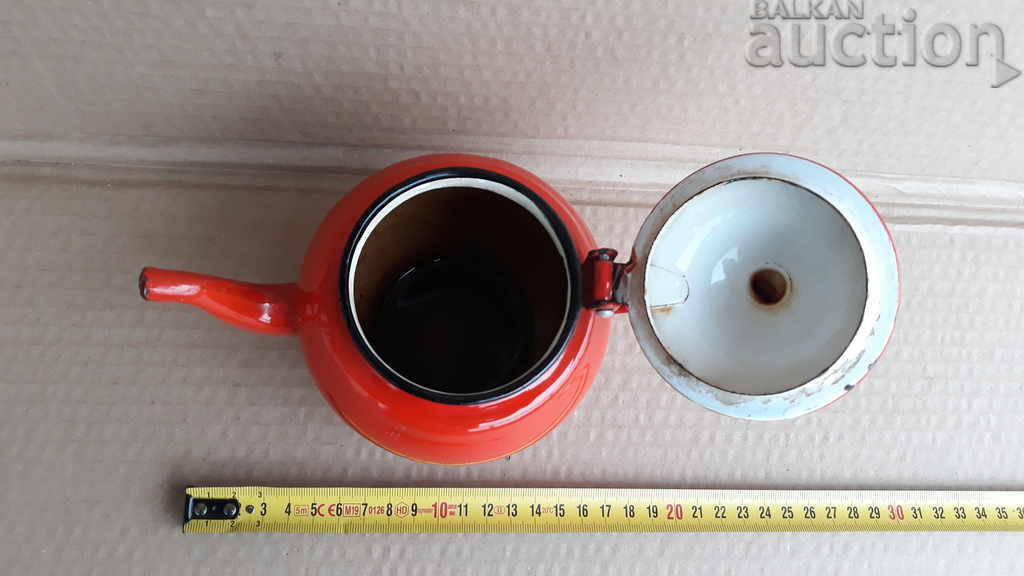 GREAT LITTLE RED enameled teapot 60s - 5 GREAT LITTLE RED enameled teapot 60s - 5