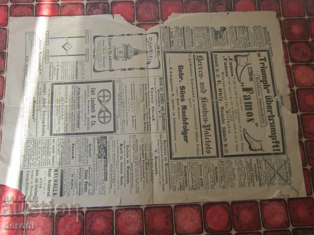 Old German newspaper 1900 Original 12 - 5 Old German newspaper 1900 Original 12 - 5